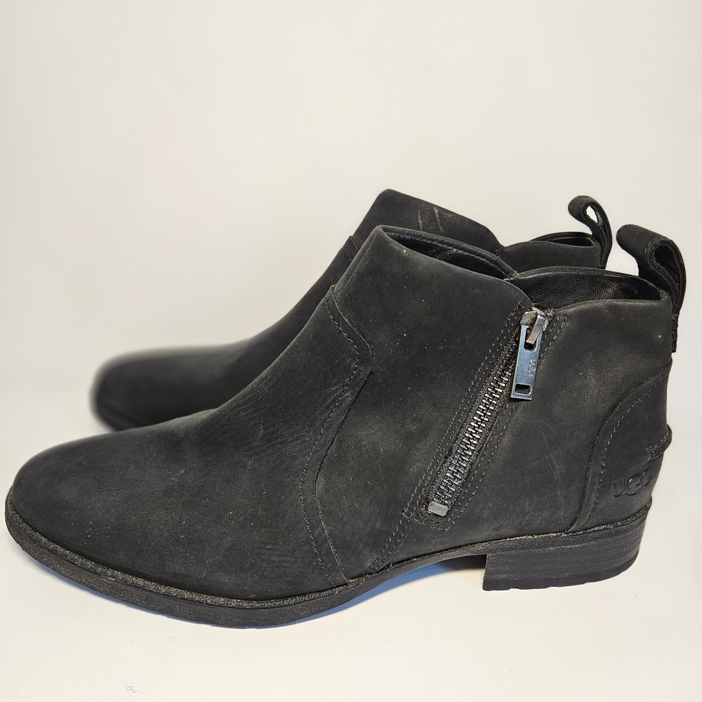 UGG Aureo II Waterproof Black Nubuck Leather Ankle Boots 8.5